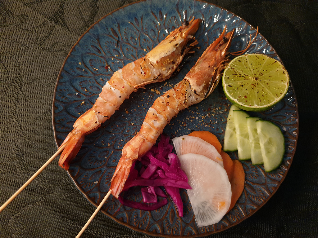 Grilled tiger prawn bumi cafe